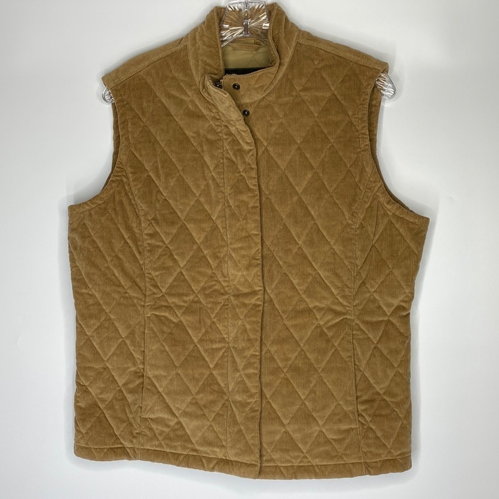 Eddie Bauer Light Brown Quilted Corduroy Vest Large